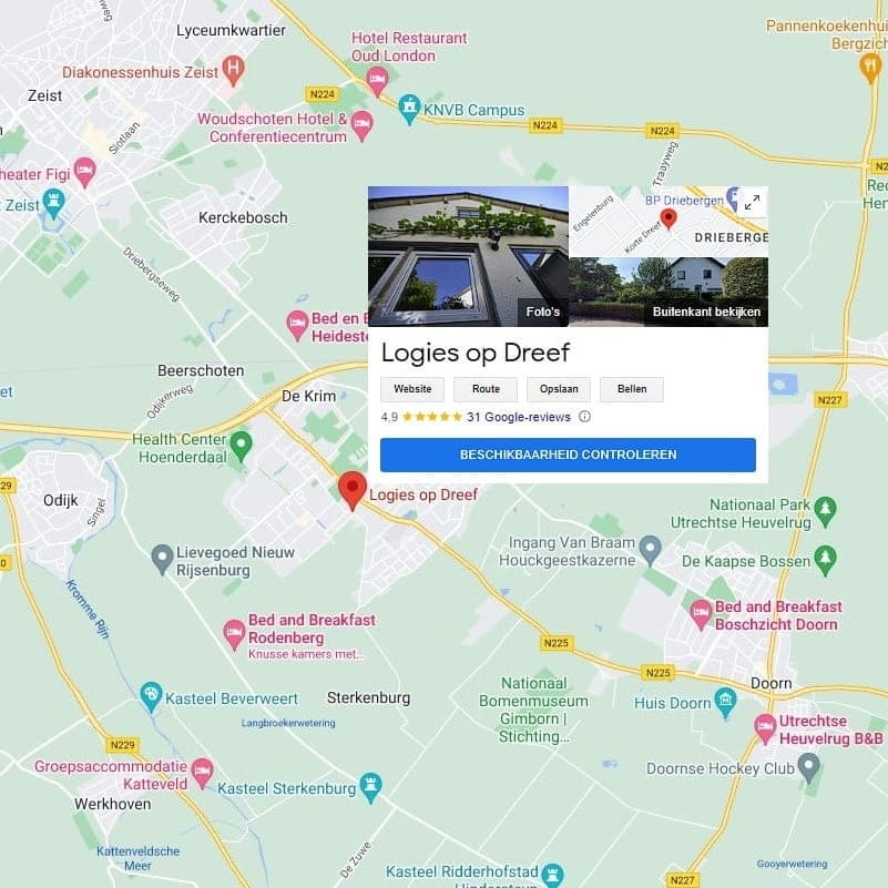 Driebergen-kaart Locatie van Logies op Dreef in Driebergen op een kaart